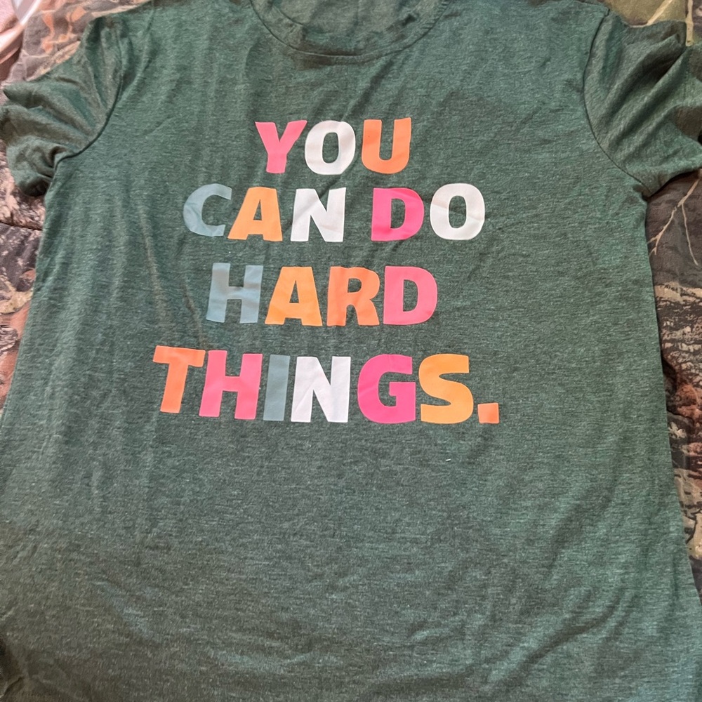 Motivational Green Tee with Colorful Print